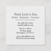 *~*のピンクのはす日のスパ-霊気のマッサージのスキンケア スクエア名刺 (裏面)