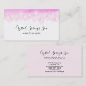 *~*のピンクのローズクォーツの水彩画の水晶 名刺 (正面/裏面)