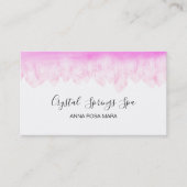 *~*のピンクのローズクォーツの水彩画の水晶 名刺 (正面)