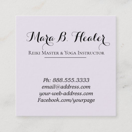 *~*のピンクの赤紫のバイオレットのばら色の花のヨガの霊気 スクエア名刺 (裏面)