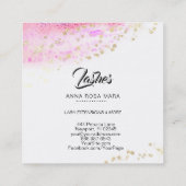 *~*のピンクの金ゴールドの抽象芸術のパステル調のグリッターの鞭 スクエア名刺 (裏面)