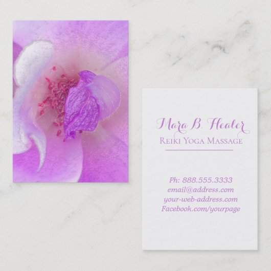 *~*のピンクのFuchiaのラベンダーのバイオレットのばら色の花のサロン 名刺 (正面/裏面)