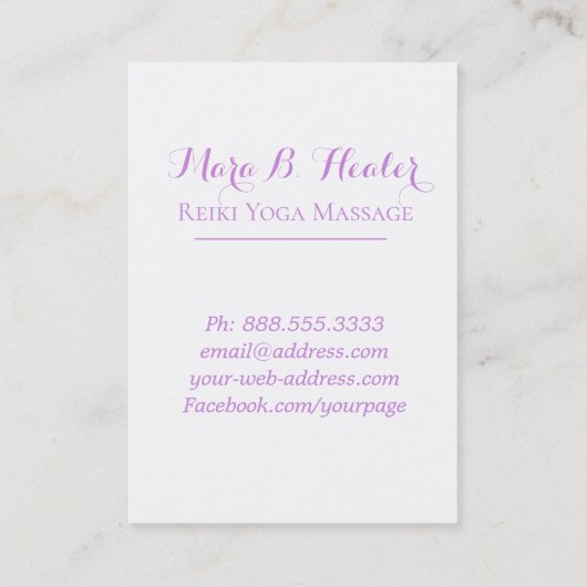 *~*のピンクのFuchiaのラベンダーのバイオレットのばら色の花のサロン 名刺 (裏面)