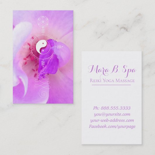 *~*のピンクのFuchiaのラベンダーのバイオレットのばら色の花柄 名刺 (正面/裏面)