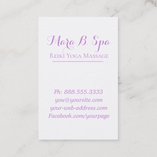 *~*のピンクのFuchiaのラベンダーのバイオレットのばら色の花柄 名刺 (裏面)