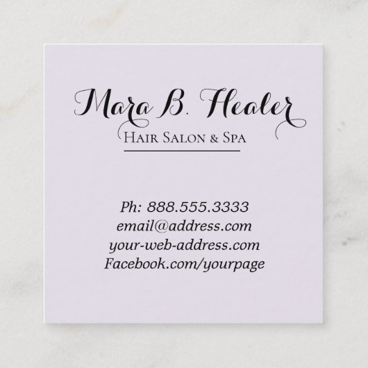 *~*のピンクのFuchiaの美しいのバイオレットのばら色の花のサロン スクエア名刺 (裏面)