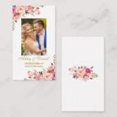 のピンク結婚のフローラフォトレジストリ挿入カード エンクロージャーカード (正面/裏面)