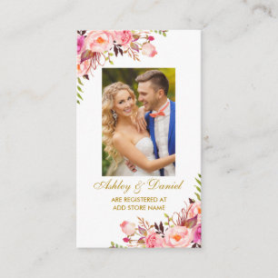 のピンク結婚のフローラフォトレジストリ挿入カード エンクロージャーカード