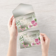 のピンク結婚のフローラフレーム水色光沢のあるブロンズ