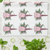 のピンク結婚のローズブトニエールブーケフローラ新郎 キッチンタオル (折り畳み)