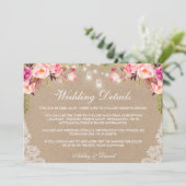 のピンク結婚の瓶ライトレース詳細Kraft Insert カード (スタンド正面)