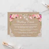 のピンク結婚の瓶ライトレース詳細Kraft Insert カード (正面/裏面インサイチュ)