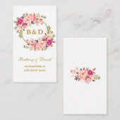のピンク結婚フローラリースレジストリ挿入カード エンクロージャーカード (正面/裏面)