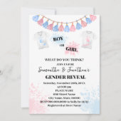 のピンク絵を描またはブルーの性別が赤ちゃんのシャワーを明らかにする 招待状 (正面)