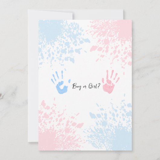 のピンク絵を描またはブルーの性別が赤ちゃんのシャワーを明らかにする 招待状 (裏面)