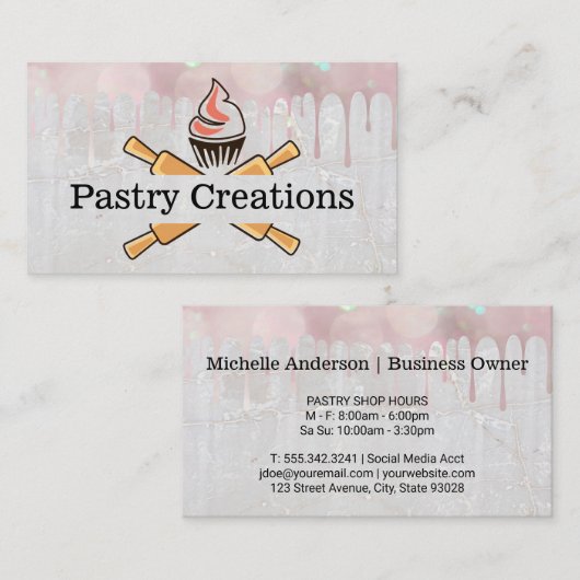 のピン転がマフィンのロゴ 名刺 (正面/裏面)