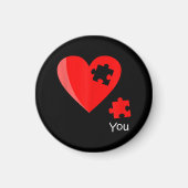 のピース恋しく思ハートパズルValetines Day Shirt Gif マグネット (正面)