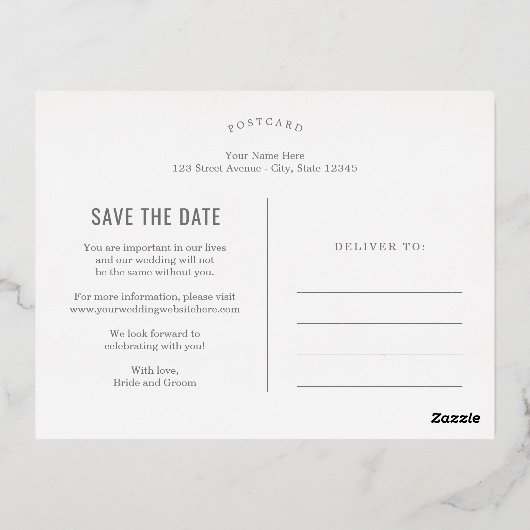 のファンキー箔書は日付はがきを保存 箔招待状ポストカード (裏面)