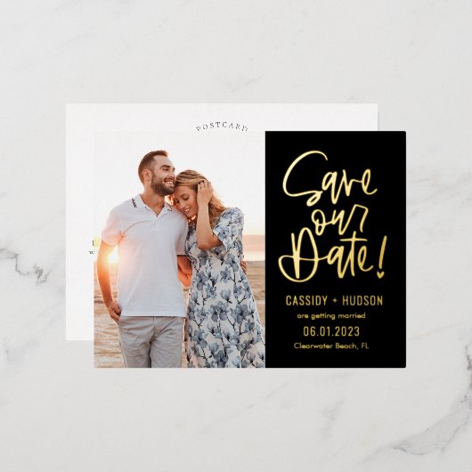 のファンキー箔書は日付はがきを保存 箔招待状ポストカード (正面/裏面)