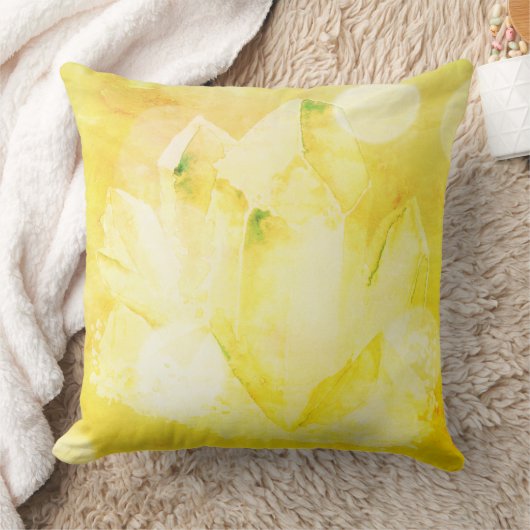 *~*のフェイクな水晶の淡黄色の黄色いニューエイジ クッション (ブランケット)