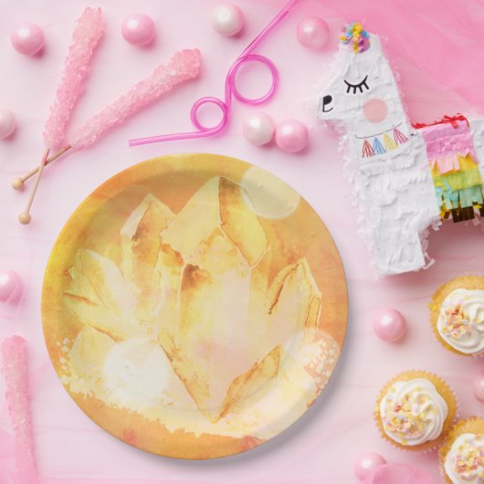 *~*のフェイクな淡黄色のクリスタル療法エネルギーチャクラ ペーパープレート (パーティー)