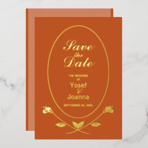 のフォイル結婚日付の保存招待状