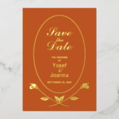 のフォイル結婚日付の保存招待状 箔招待状 (正面)