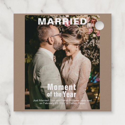 のフォイル結婚追加フォトメッセージカード フェイバータグ (裏面)