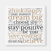 のフレーズ意欲を起こワードアートパターンブラック金ゴールド マグネット (正面)