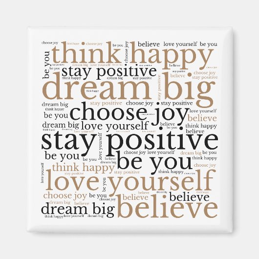 のフレーズ意欲を起こワードアートパターンブラック金ゴールド マグネット (正面)