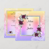 のフローラ結婚パステルレース新しい 招待状 (正面/裏面)