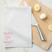 のフローラ結婚ピンクレースのホワイトダマスク キッチンタオル (四つ折り)