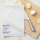 のフローラ結婚ピンクレースのホワイトダマスク キッチンタオル (四つ折り)