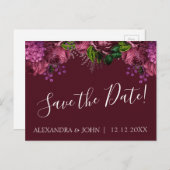 のフローラ結婚マルサラ・ブルゴーニュ日付を保存 案内ポストカード (正面/裏面)