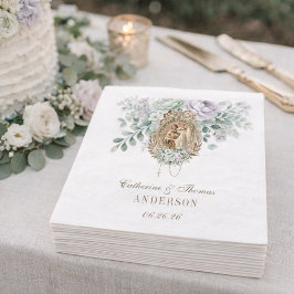 のフローラ結婚メアリー・ジョセフ・ミントとラベンダー スタンダードカクテルナプキン