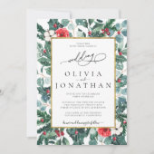 のフローラ結婚金ゴールドフレーム結婚式パーティー 招待状 (正面)