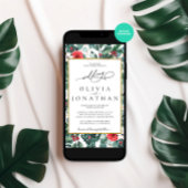 のフローラ結婚金ゴールドフレーム結婚式パーティー 招待状