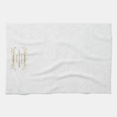 のフローラ結婚金ゴールドレースの上のホワイトダマスク キッチンタオル (横)