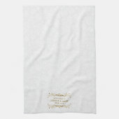 のフローラ結婚金ゴールドレースの上のホワイトダマスク キッチンタオル (縦)