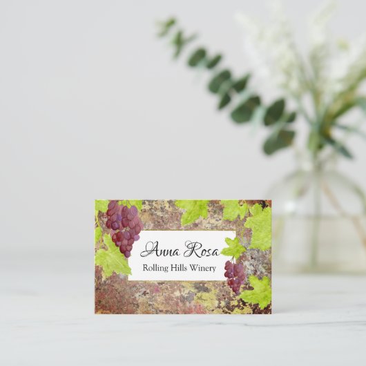 *~*のブドウ園のワイナリーのワイン貯蔵室のブドウ酒用ブドウの集り 名刺 (スタンド正面)