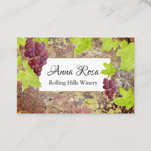 *~*のブドウ園のワイナリーのワイン貯蔵室のブドウ酒用ブドウの集り 名刺 (正面)
