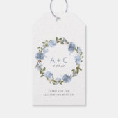のブライダルシャワー結婚に感謝ほこりっぽい青 ギフトタグ (裏面)
