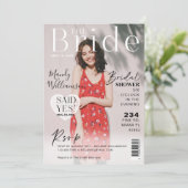 のブライダルシャワー結婚トレンディー写真雑誌カバー 招待状 (スタンド正面)