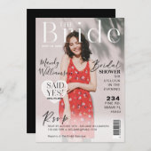 のブライダルシャワー結婚トレンディー写真雑誌カバー 招待状 (正面/裏面)