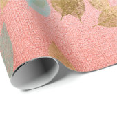 のブライダル結婚コーラル金ゴールドフォールリーフィスミント ラッピングペーパー (ロールコーナー)