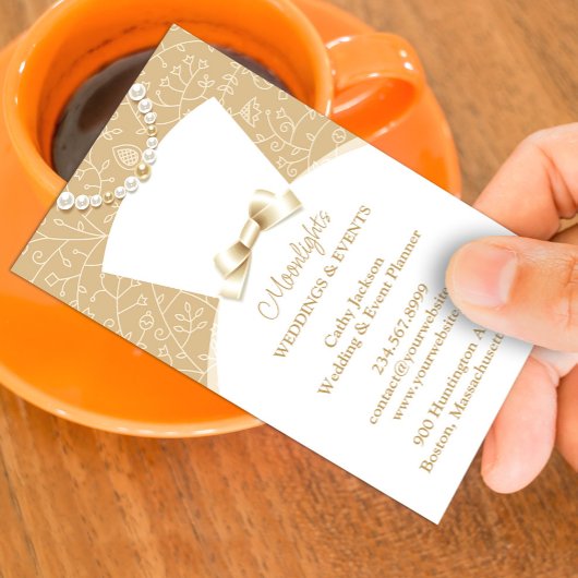 のブライダル結婚ホワイトドレスビジネスカード 名刺