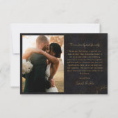 のブラックパーソナライズされた金ゴールド結婚サンキューカード サンキューカード (裏面)