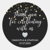 のブラック祝金ゴールドに感謝結婚 ラウンドシール (正面)