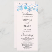 のブルーぶら下がったスノーフレークスクリーム結婚式 プログラム (正面/裏面)
