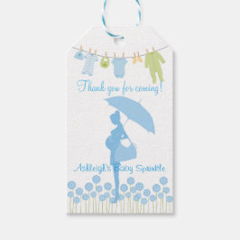 のブルーシルエット来ベビーの散水ありがとう ギフトタグ